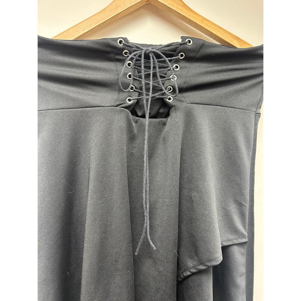 Whimsigoth Black High Low Lace Up Skirt Sz M - Picture 2 of 3